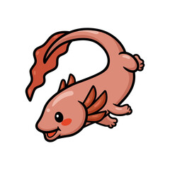 Obraz na płótnie Canvas Cute axolotl cartoon swimming. Vector illustration