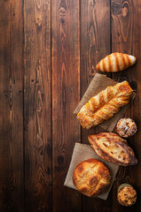 top view of croissant bread background