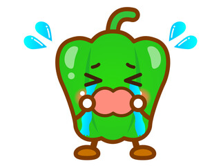 泣いているピーマンのイラスト＿ベクター