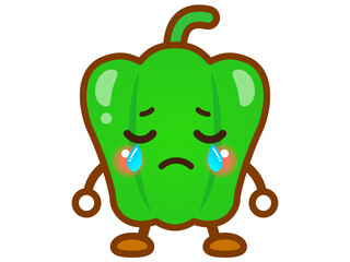 涙を流すピーマンのイラスト＿ベクター