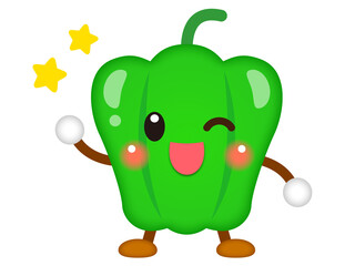 挨拶するピーマンのイラスト＿ベクター