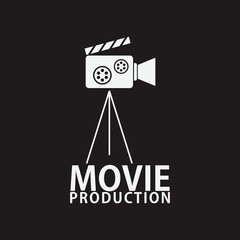 Movie or cimema logo design with black background. Retro vintage concept. Vector illustration template design 