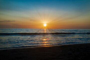 Beautiful sunset over the sea with colorful sky