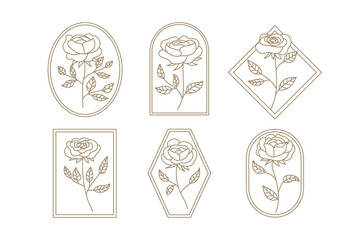 Doodles Herbs and flowers logo, set of hand-drawn flowers, floral set of wildflowers and herbs, vector objects isolated on a white background. One Line Drawing Vector Flowers Set. Botanical 