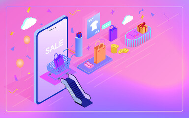 E-commerce online shopping promotion vector illustration
