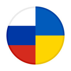 round icon with russia and ukraine flags. vector illustration isolated on white background	
