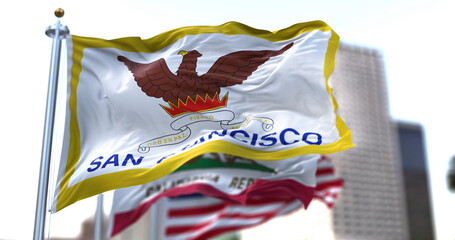 San Francisco city flag waving in the wind