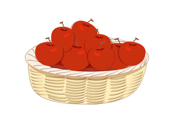 Basket and red apple illustration