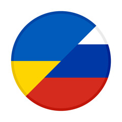 round icon with ukraine and russia flags. vector illustration isolated on white background