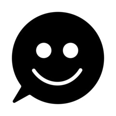chat icon with smile emoticon. chat bubble. smile face. Vector illustration. stock image.