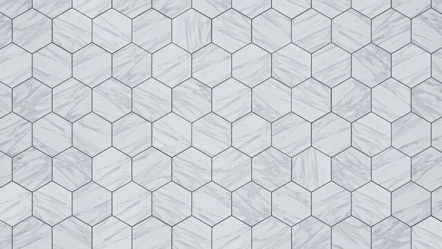 Grey white marble floor tiles in hexagon pattern, modern kitchens and bathrooms  tile floors