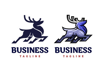 Logo Animal Blue Stag Vector Illustration Template Good for Any Industry