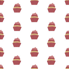 Cupcake vector pattern. Hand drawn cartoon background design concept used