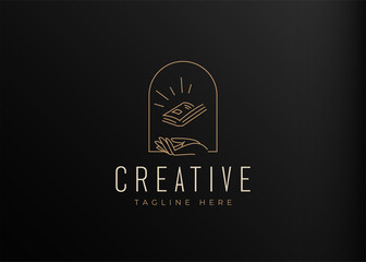 Education Logo Design Template. Reading Icon Line Art Vector