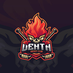 Skull Fire Mascot Logo Design For Hockey Club