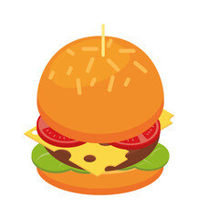 fresh hamburger isometric