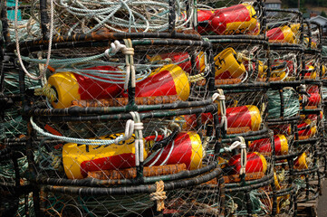 Crab traps are ready to be set off the coast of oregon