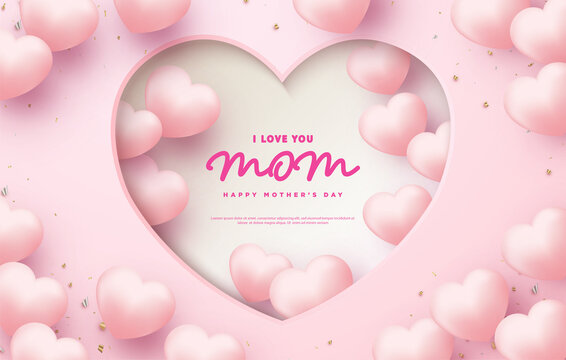 Mothers day background with moms writing in the middle of the papercut