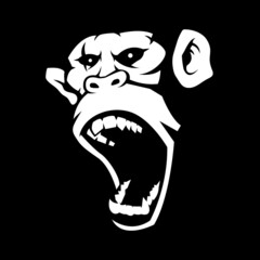 Monkey screaming mascot logo silhouette version