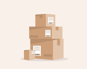 Stack Of Delivery Boxes. - obrazy, fototapety, plakaty