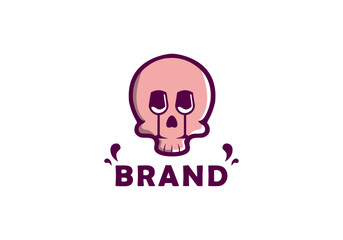 skull logo with wine eyes, suitable for beverage brands, and others.
