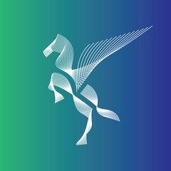 Pegasus illustration in moire style poster background