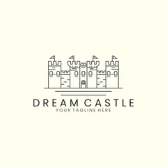 dream castle with line style logo icon template design. fantasy, world, star, moon vector illustration