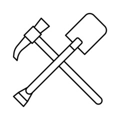 shovel and pickax line icon vector illustration