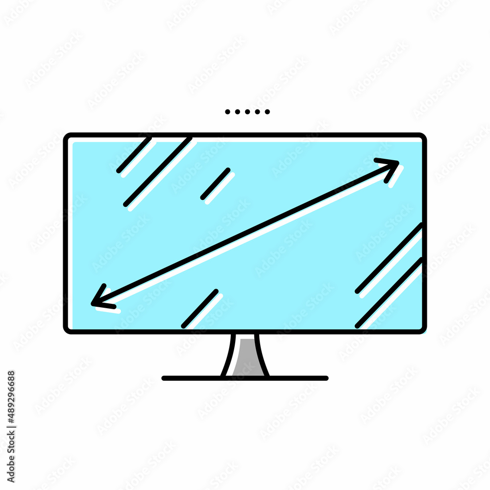 Aufkleber diagonal computer monitor color icon vector illustration