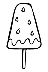 Vector hand drawn ice cream illustration isolated on white backgrounds. Cute dessert clipart. For print, web, design, decor, logo.