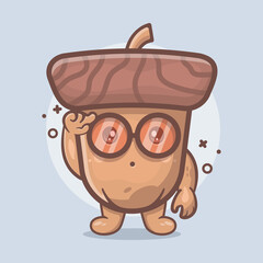 genius acorn character mascot thinking isolated cartoon in flat style design 