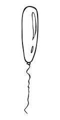 Hand drawn flying balloon illustration isolated on a white background. Birthday party balloon doodle. Holiday clipart.