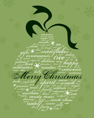 merry christmas and other holiday words in the shape of an ornament