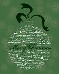 merry christmas and other holiday words in the shape of an ornament