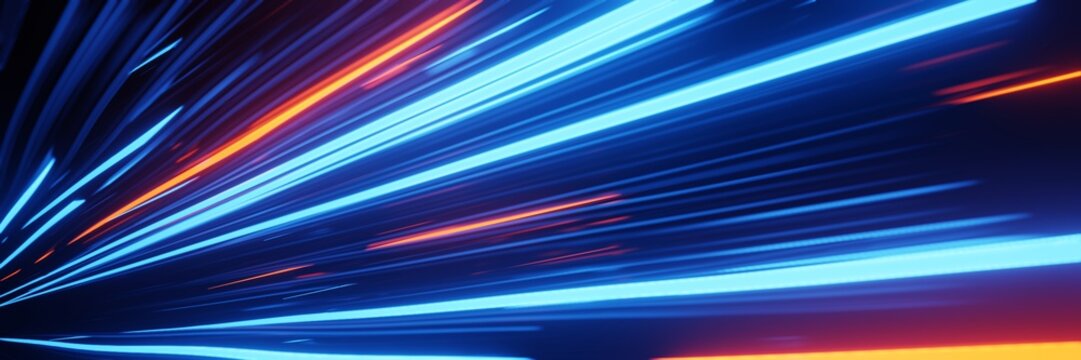 Panorama Futuristic hyperspace speed Tunnel light trail Streaks background 3D rendering