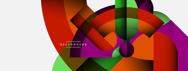 Geometric abstract background. Round shapes, circles, lines composition for wallpaper banner background or landing page