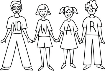 People holding hands with the Slogan 