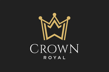 initial logo letter W with crown vector symbol illustration design