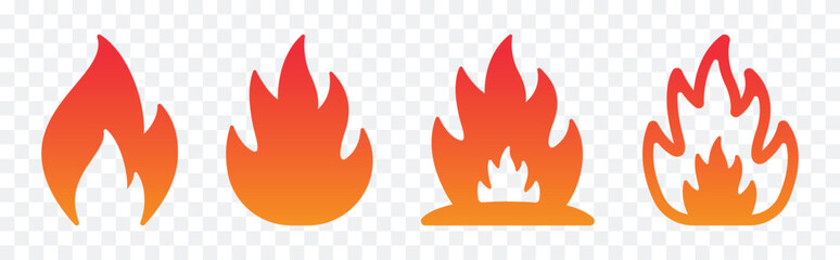Fire icon set on transparent background. © Icons-Studio
