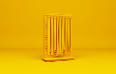 Clothing store showcase concept 3d illustration in yellow color