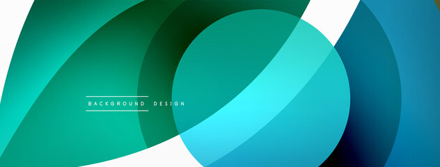 Abstract background with color geometric shapes. Beautiful minimal backdrop with round shapes circles and lines. Geometrical design. Vector illustration