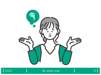 両手をあげて困っている 若い女性イメージ　ベクター素材