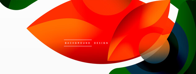 Abstract background with color geometric shapes. Beautiful minimal backdrop with round shapes circles and lines. Geometrical design. Vector illustration