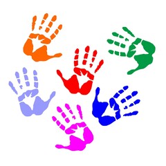 colorfull hand print vector design