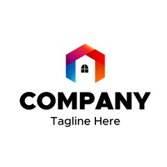 moderm colorfull house logo template vector design