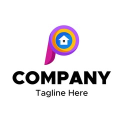 colorfull letter p logo template vector design