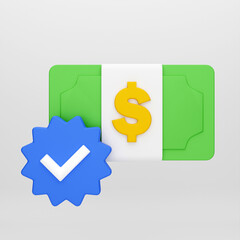 3d cartoon icon money for mockup template presentation infographic  3d render illustration