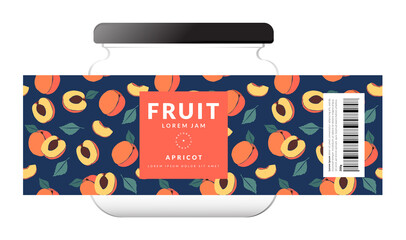 Apricot Label packaging design templates, Hand drawn style vector illustration.