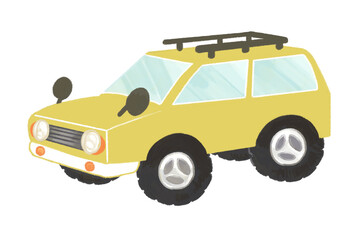 黄色いアクティブな車 ( デフォルトイラスト ) 手描き風
