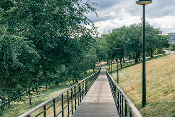 Wooden path to the park